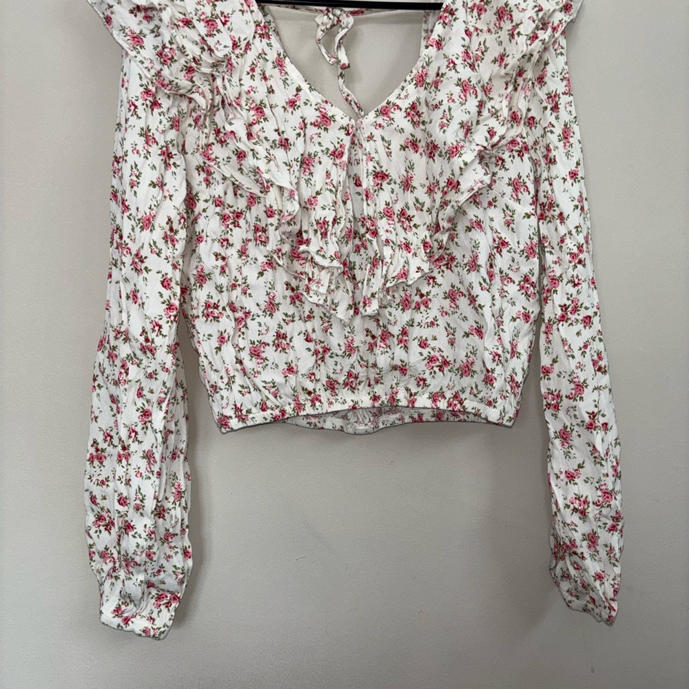 Forever 21 Floral Blouse - White and Red